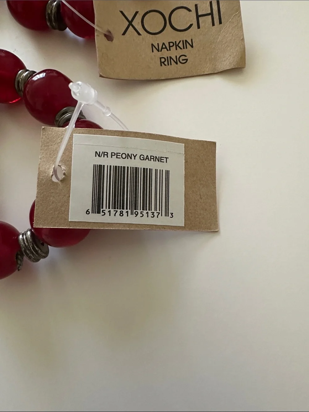 Red Beaded Napkin Rings - Set of 6